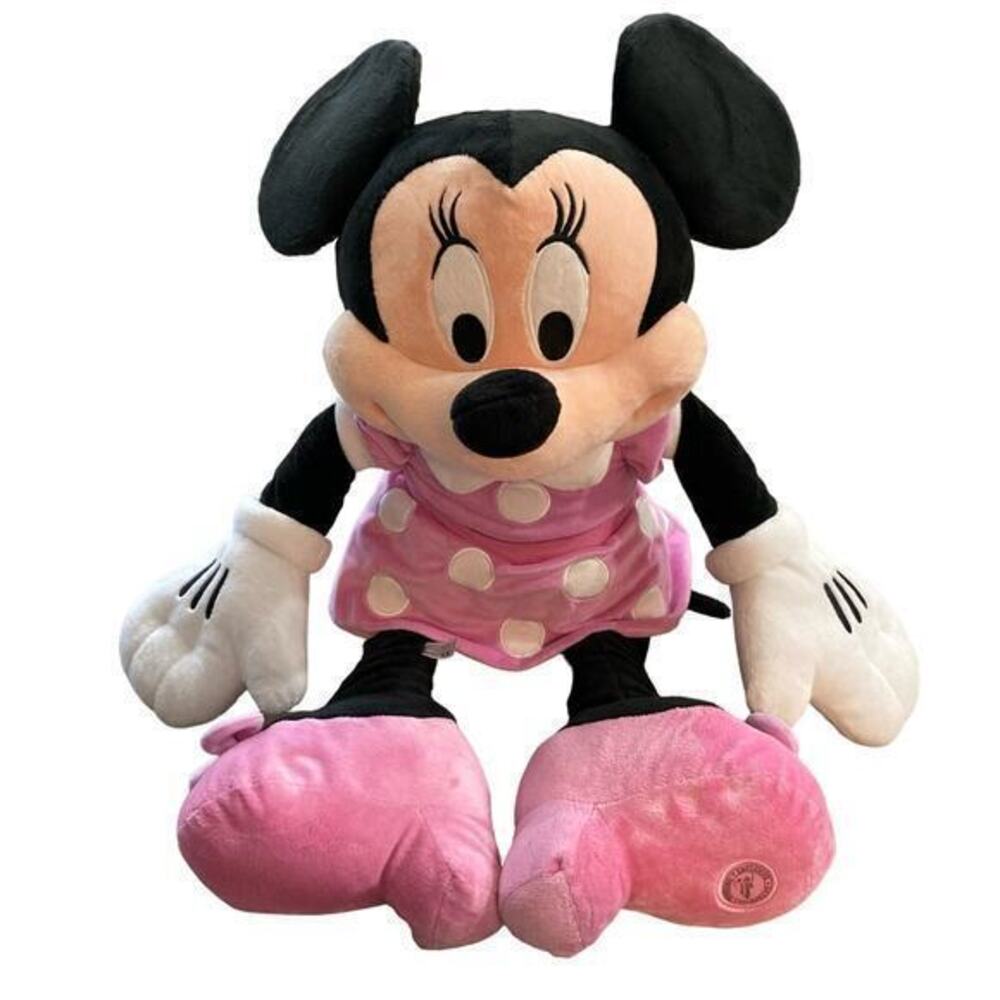 Disney Store Minnie Mouse Plush 27" Jumbo Toy Plushie Pink‎ Polka Dots Dress